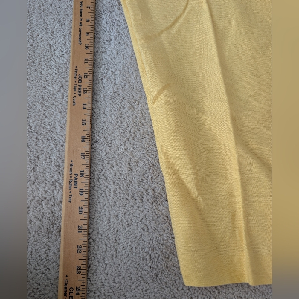 VTG Talbots Irish Linen Butter Yellow Minimalist Classic Crop Style Pants 14 - Picture 12 of 13